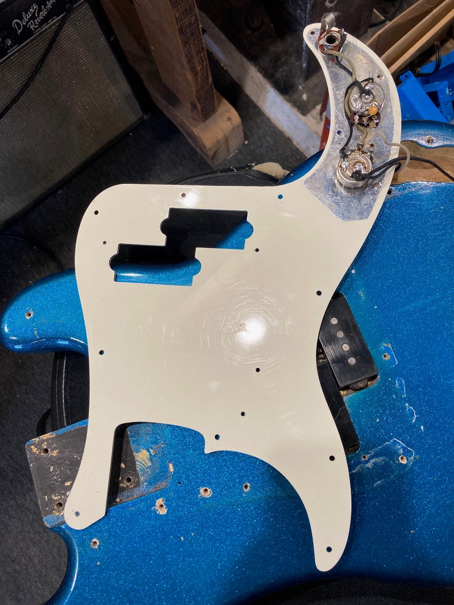 Vintage 1961 Fender Precision Bass Refinished Blue Sparkle With OHSC - Image 24