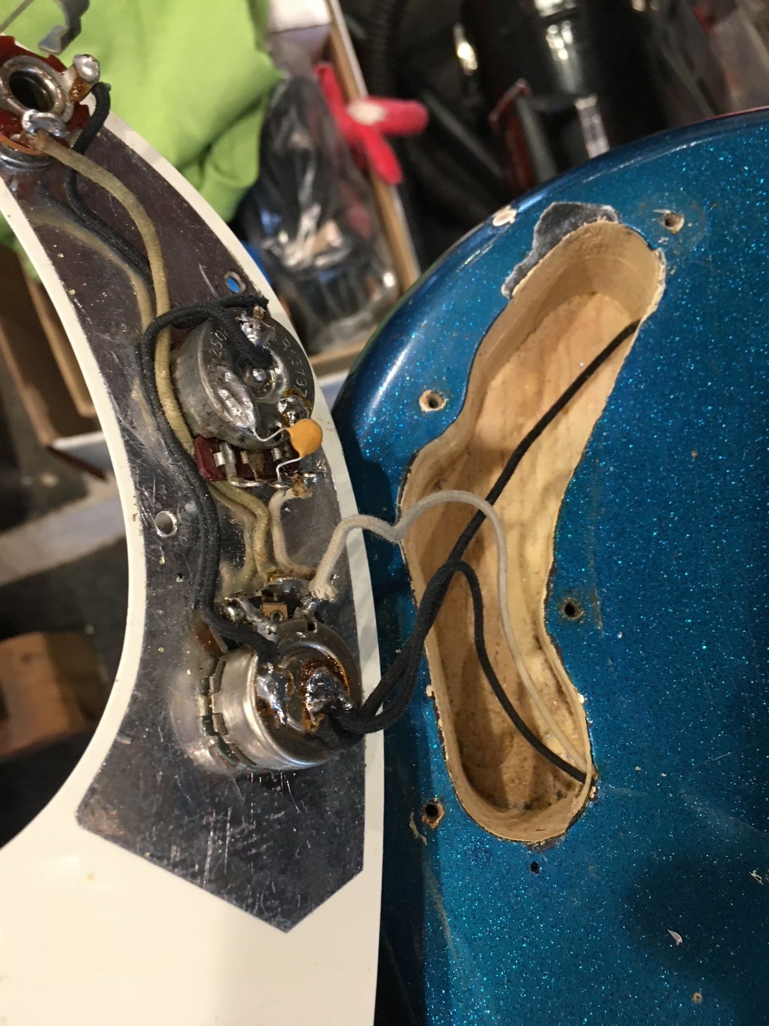 Vintage 1961 Fender Precision Bass Refinished Blue Sparkle With OHSC - Image 25