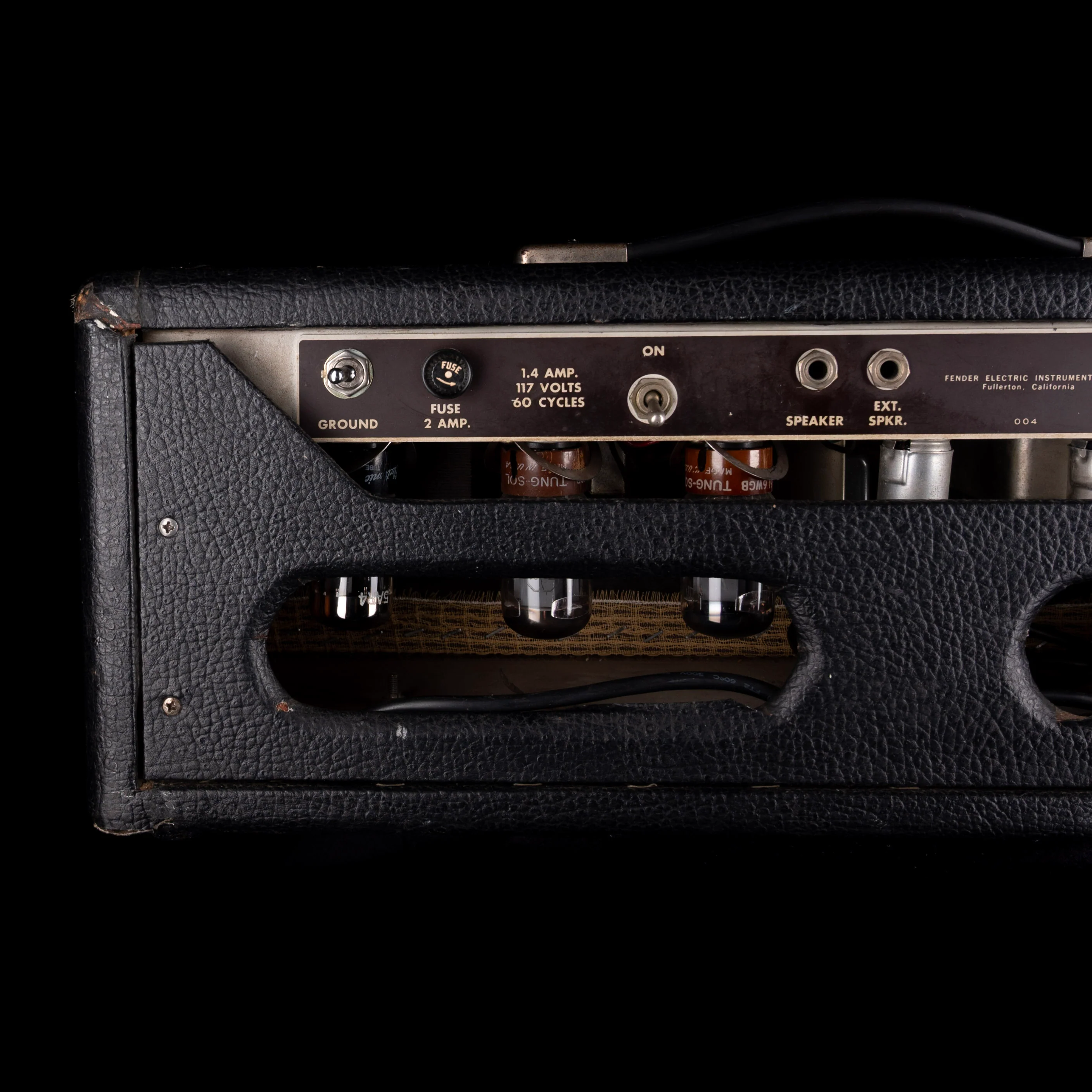 Vintage 1962 Fender Tremolux Guitar Amp Head and 2x10 Cabinet Black - Image 10