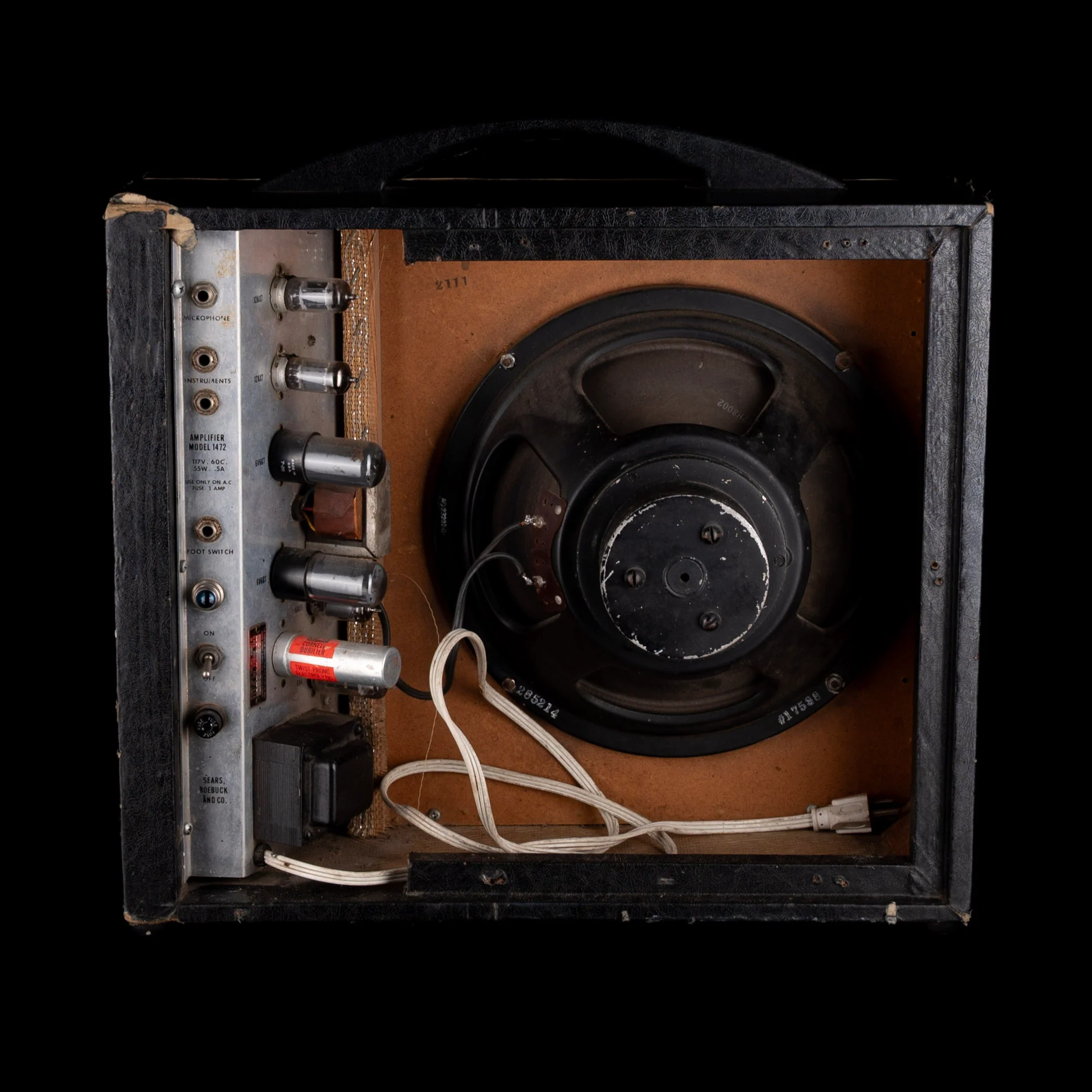 Vintage 1963 Silvertone Model 1472 Guitar Amp Combo Black - Image 6