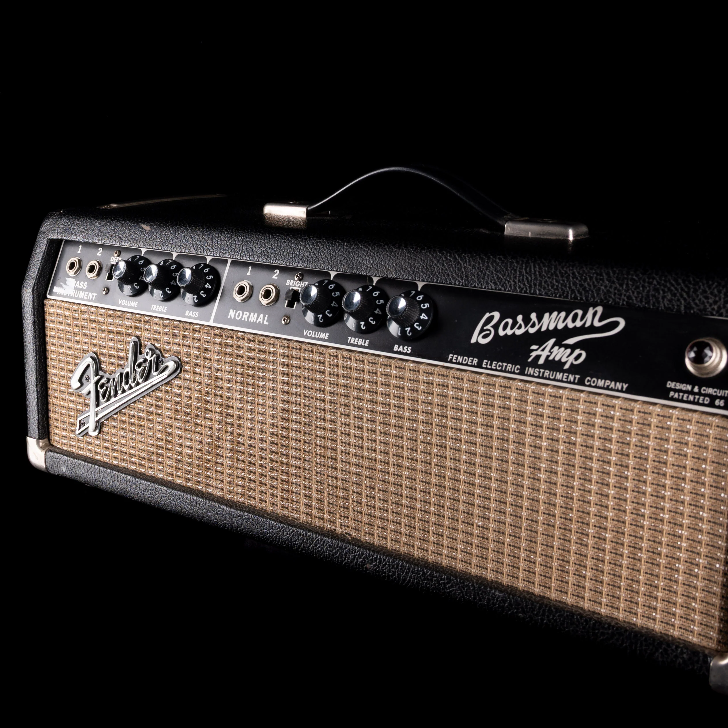 Vintage 1965 Fender Bassman Guitar Amp Head With Cover - Image 3
