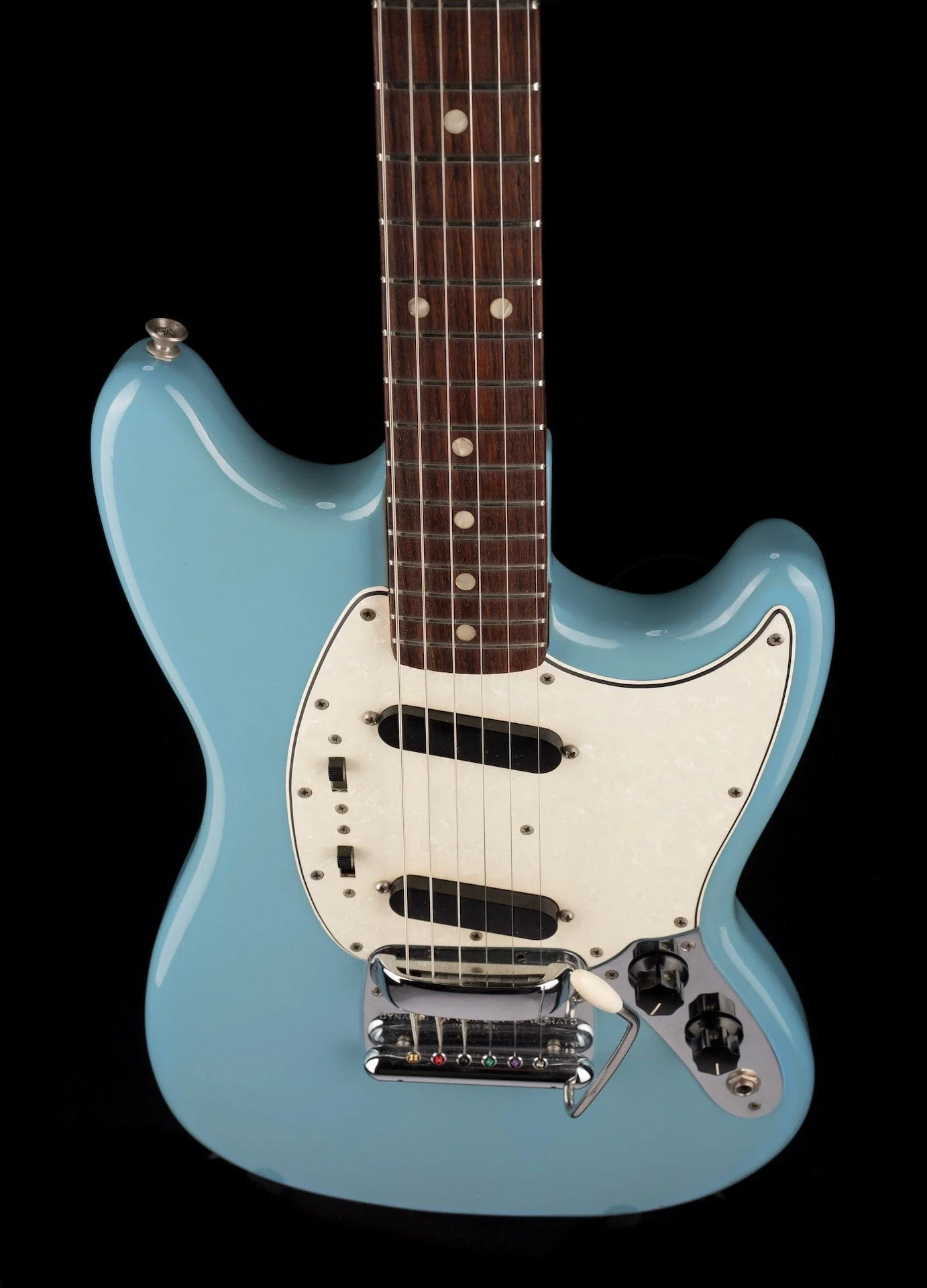 Vintage 1966 Fender Mustang 22.5" Scale Daphne Blue Refinished with OHSC - Image 4