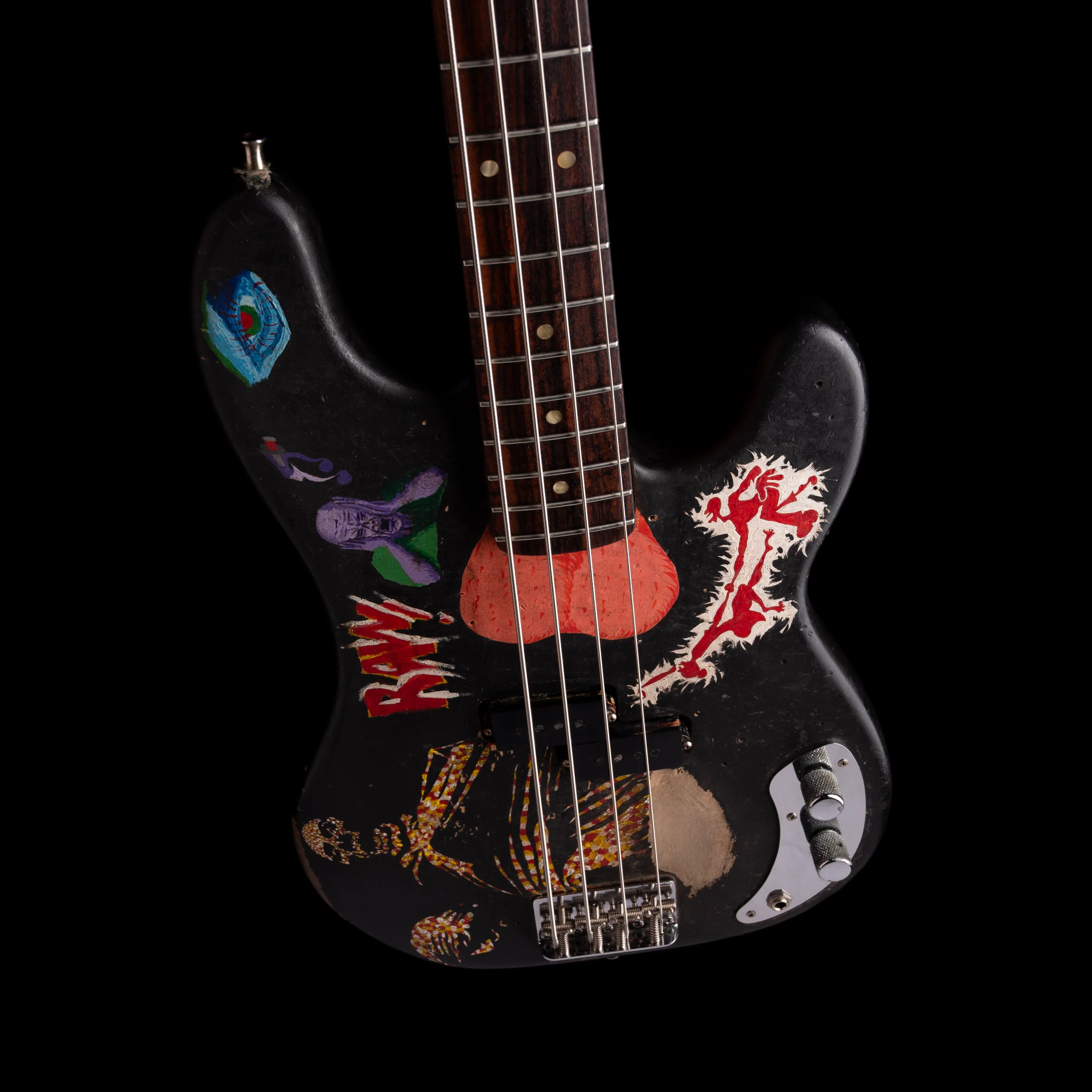 Vintage 1966 Fender Precision Bass Refinished With Custom Artwork With Case - Image 3