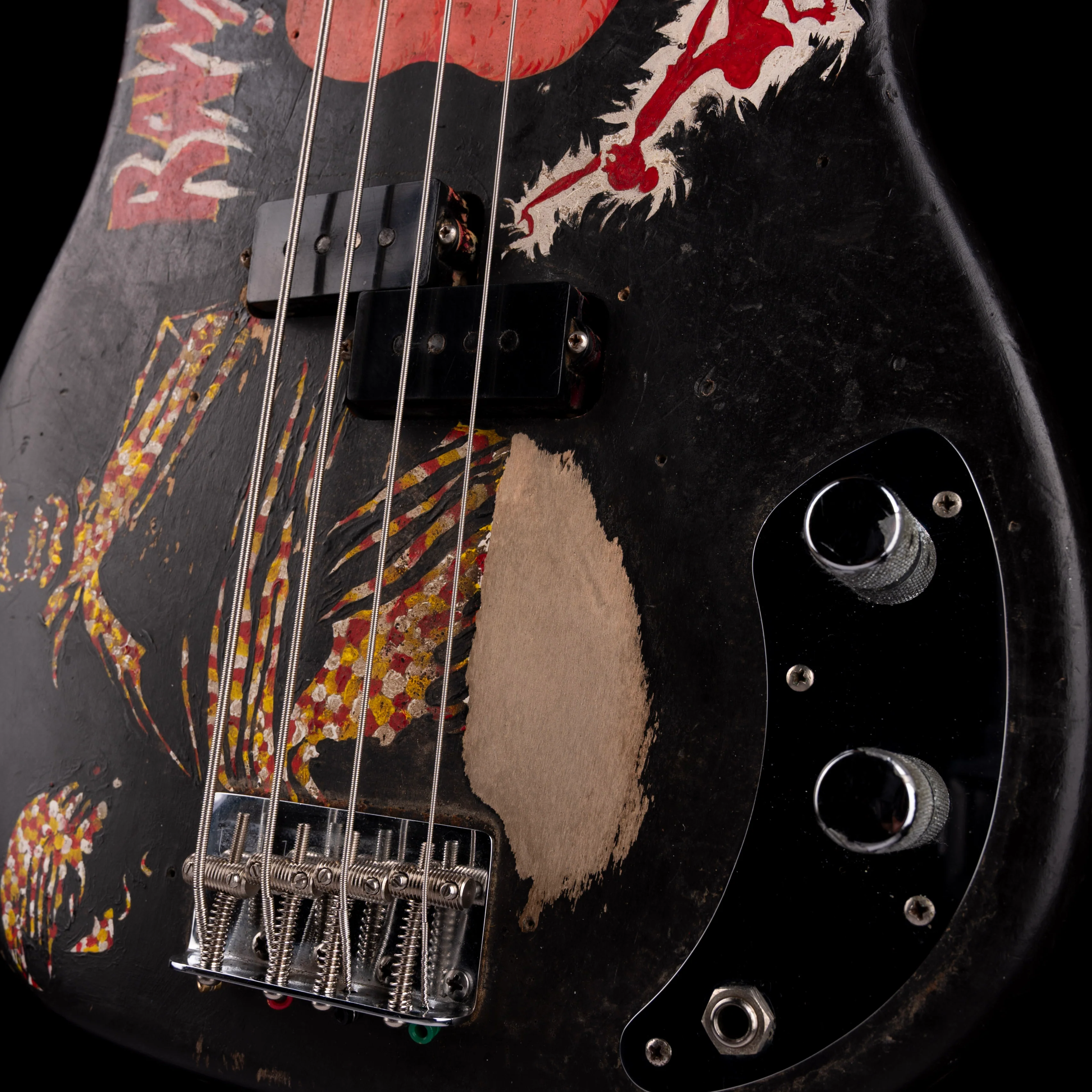 Vintage 1966 Fender Precision Bass Refinished With Custom Artwork With Case - Image 5