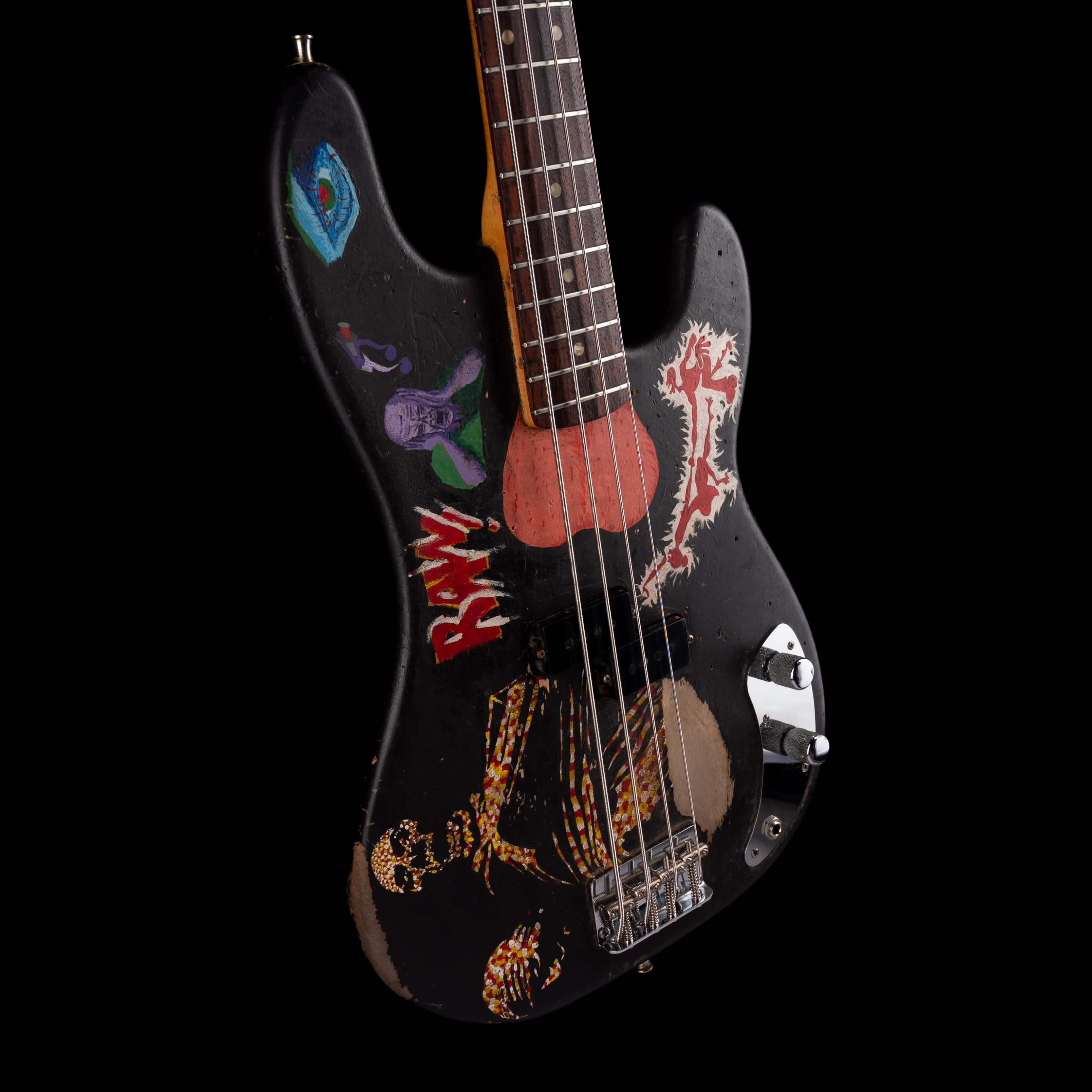 Vintage 1966 Fender Precision Bass Refinished With Custom Artwork With Case - Image 6