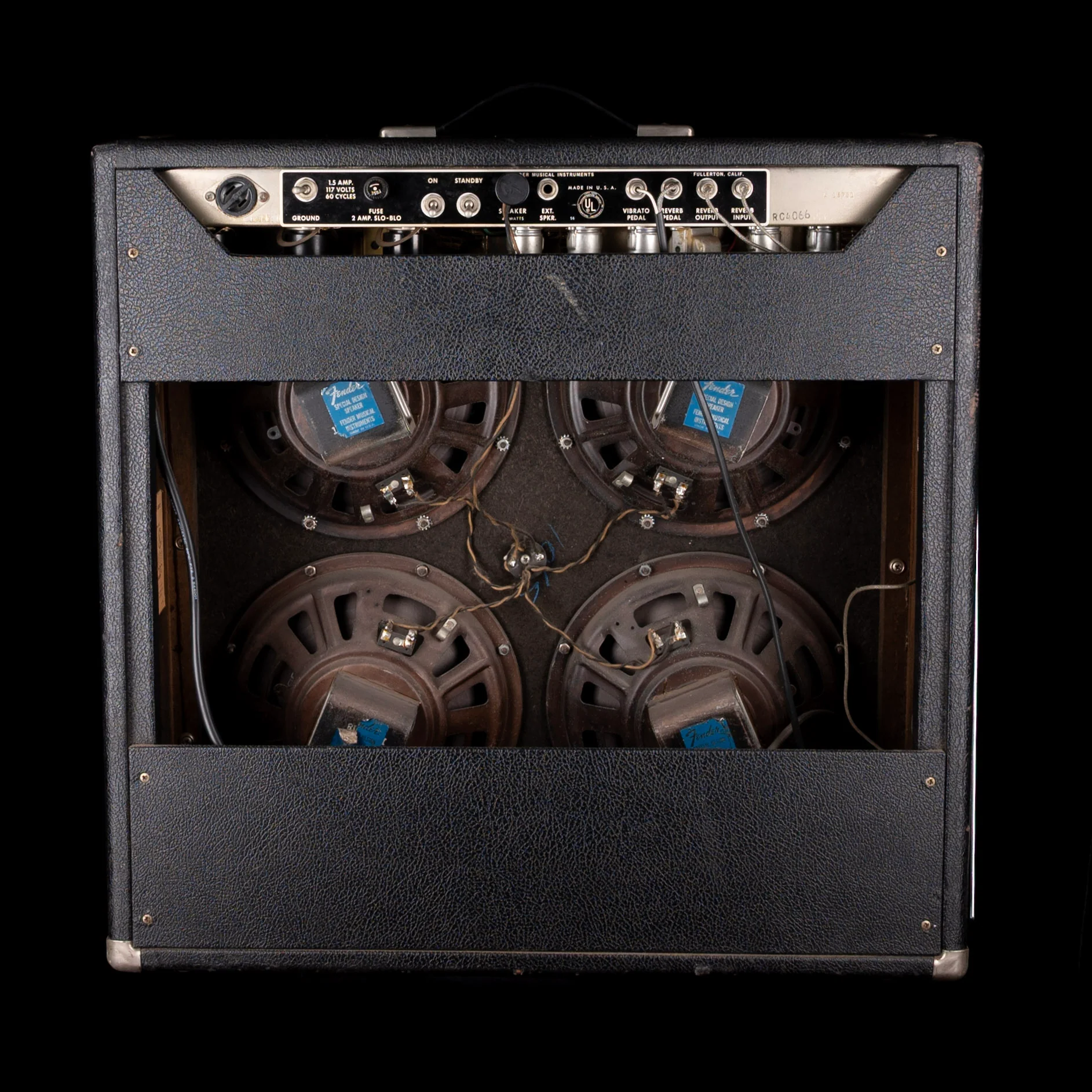 Vintage 1966 Fender Super Reverb Guitar Amp Combo With Cover - Image 10