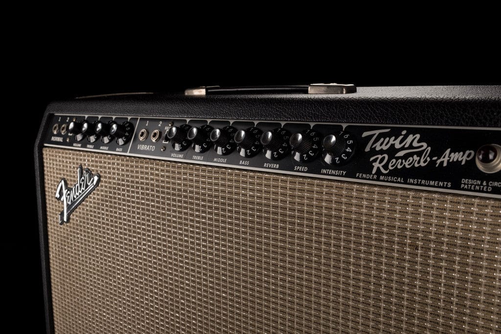 Vintage 1966 Fender Twin Reverb Black Guitar Amp Combo - Image 3