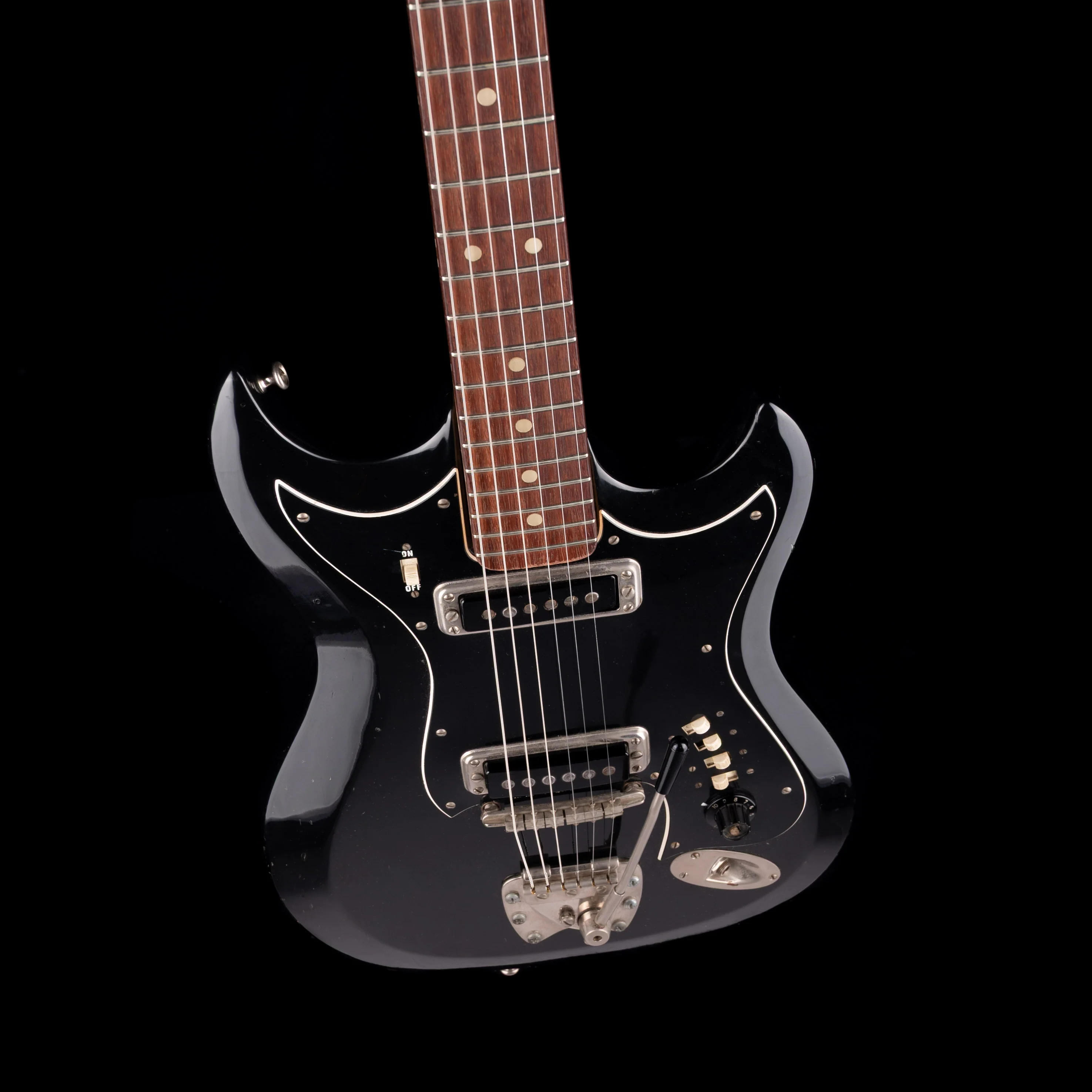 Vintage 1967 Hagstrom H-2 Black Electric Guitar With Gig Bag - Image 3