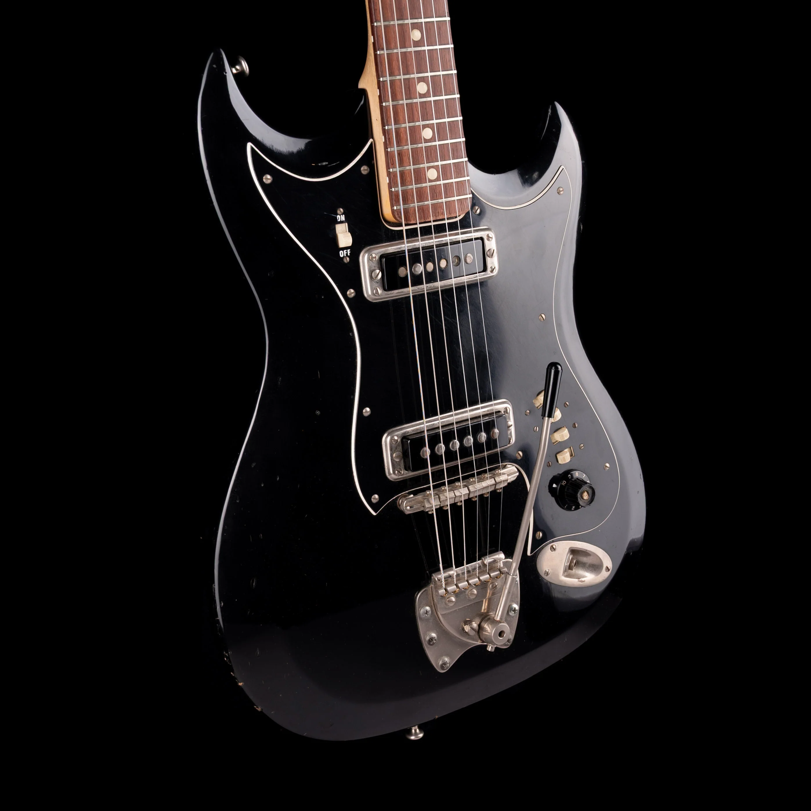 Vintage 1967 Hagstrom H-2 Black Electric Guitar With Gig Bag - Image 7