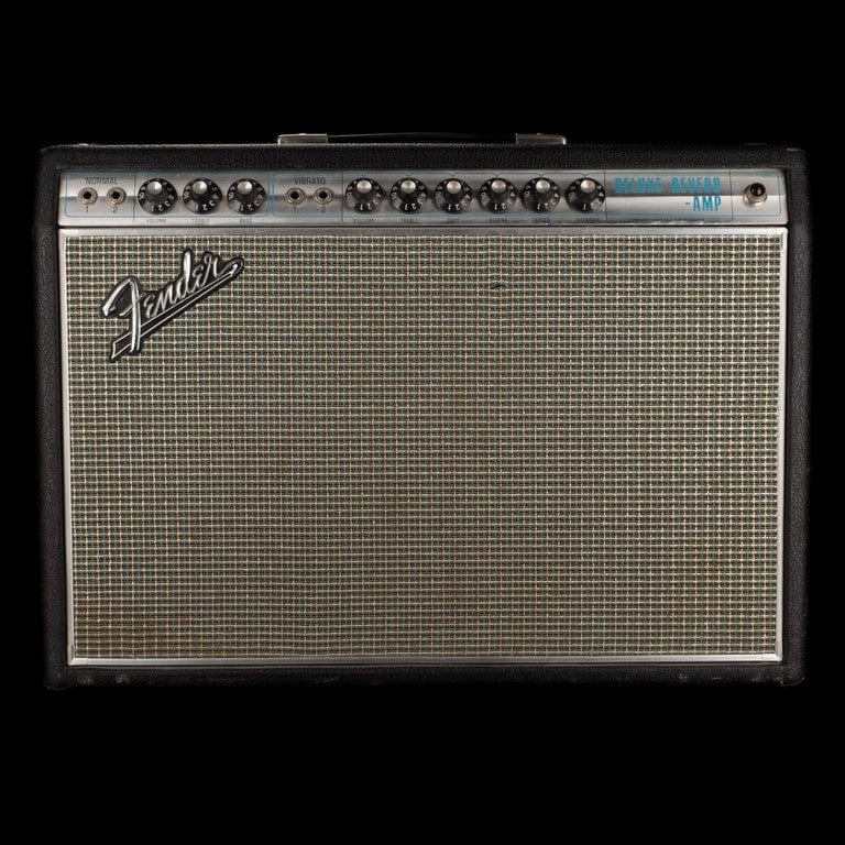 Vintage 1968 Fender Deluxe Reverb Black/Silver Guitar Amp Combo
