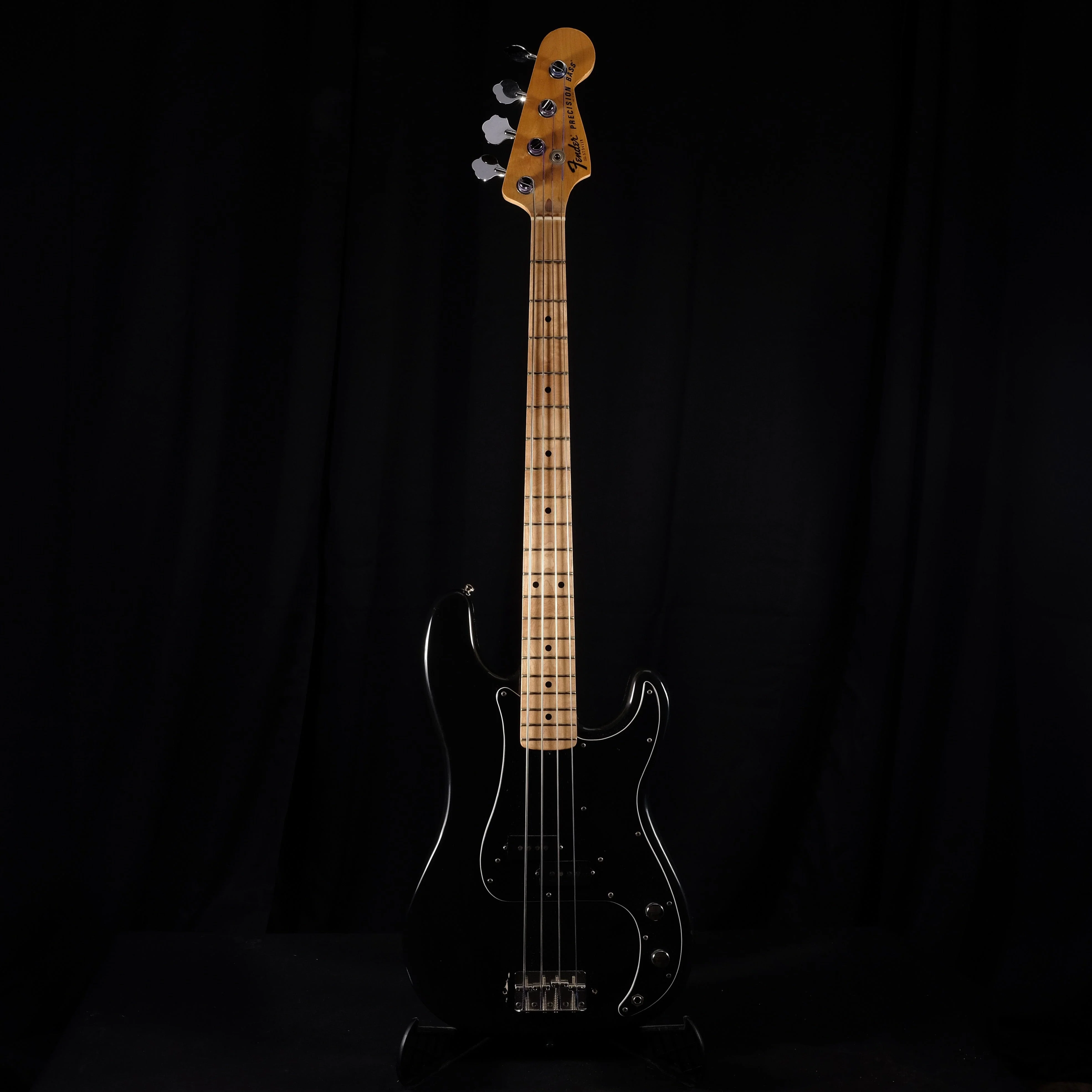 Vintage 1977 Fender Precision Bass Maple Neck Black With OHSC - Image 2