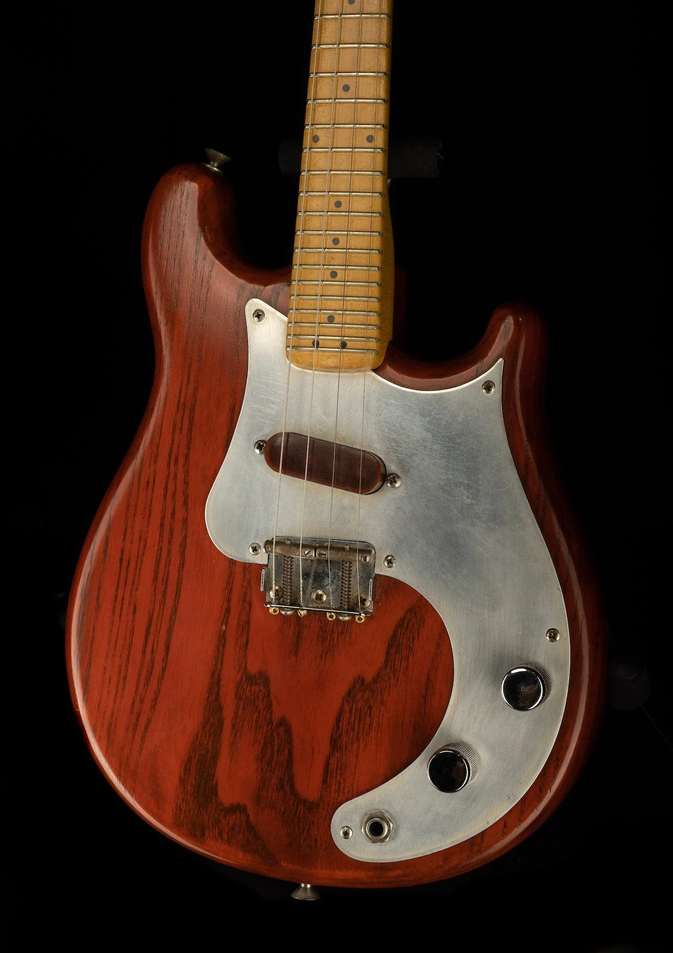 Vintage 1956 Fender 4-string Electric Mandolin Transparent Wine Red Anodized Pickguard - Image 3