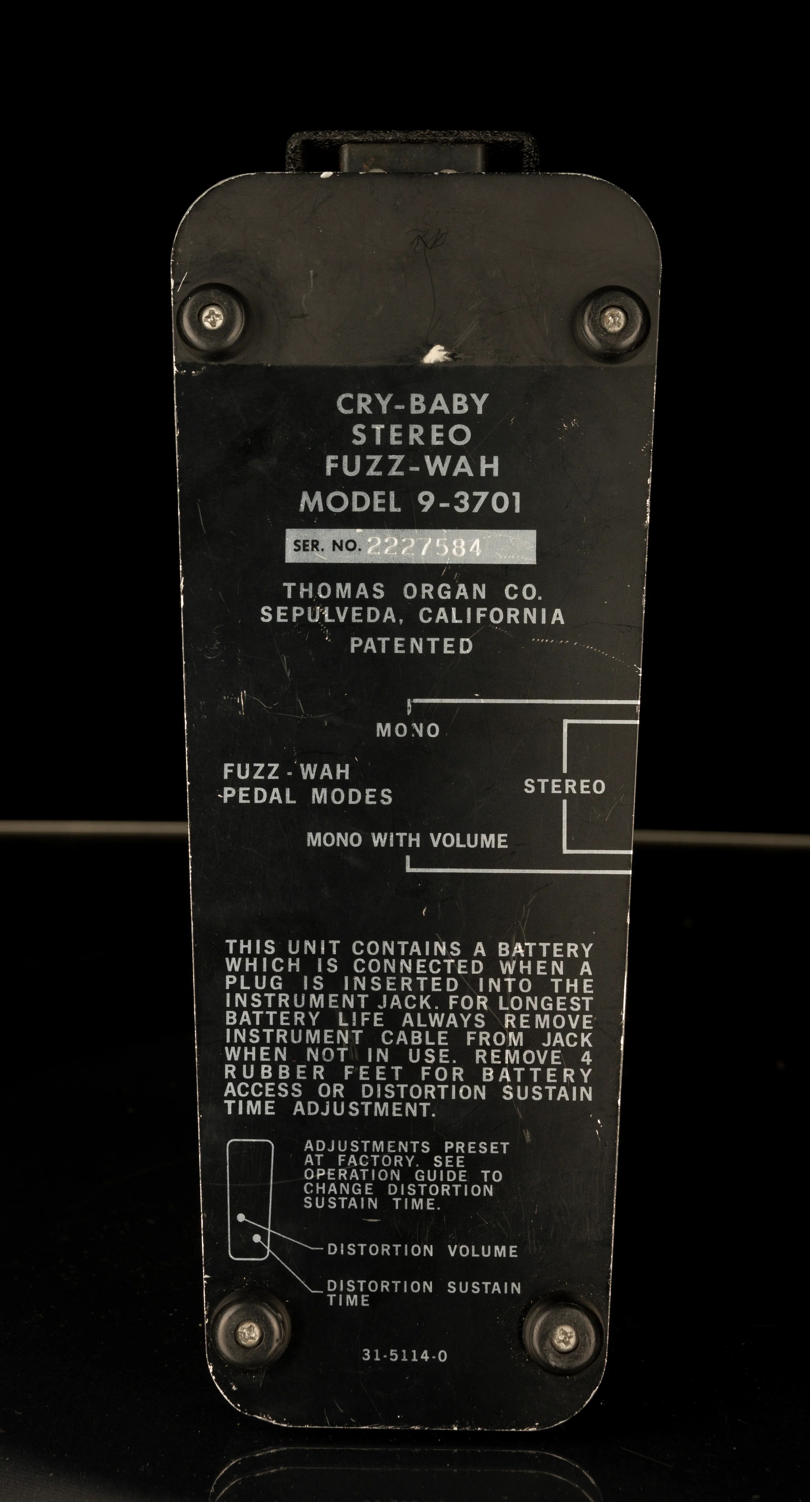 Vintage Thomas Organ Company Cry Baby Model 9-3701 Stereo Fuzz Wah Pedal - Image 4
